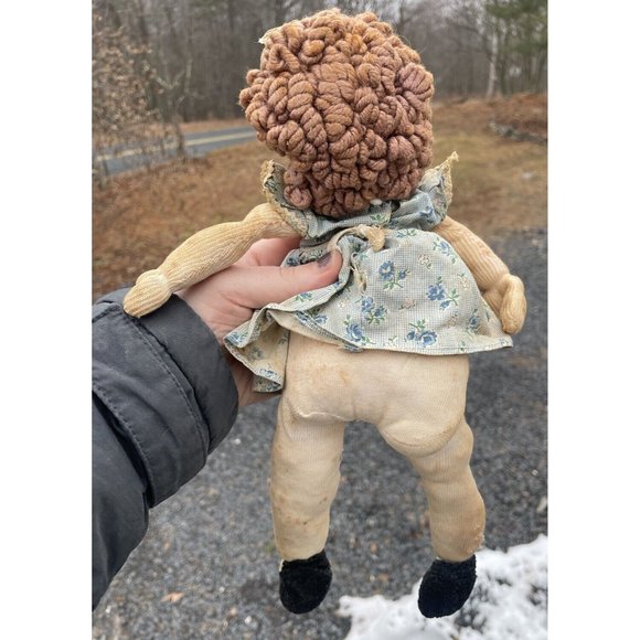 Antique Handmade Ragdoll Embroidered Face 20th C. Vintage Doll Rag Doll Cloth - Picture 4 of 15